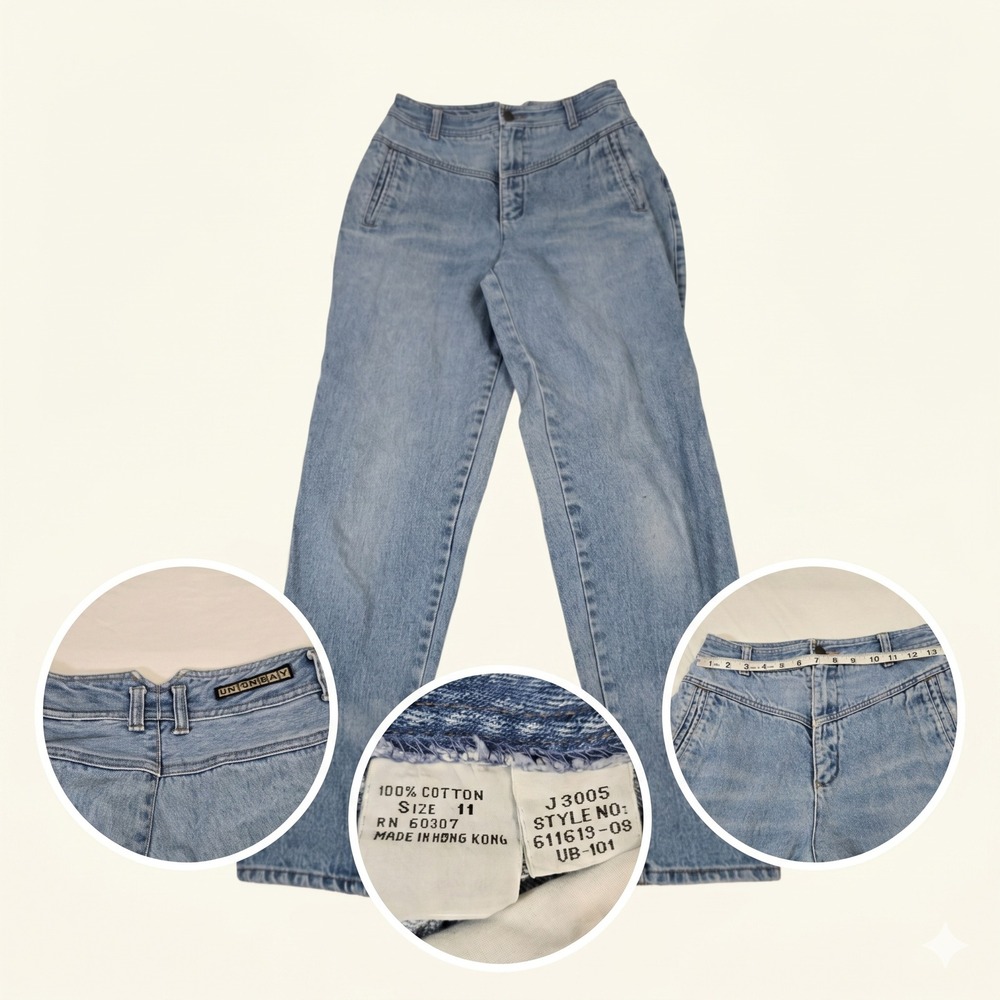 Vintage 90s Unionbay High Waisted Jeans 4 / 26 Blue Tapered Mom Western Yoke